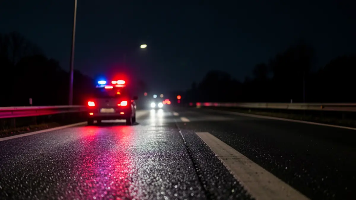 Imagen genérica de luces de emergencia en una carretera por la noche.