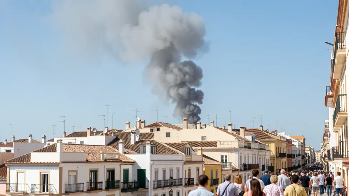 Imagen genérica de una columna de humo sobre un tejado en Cádiz.