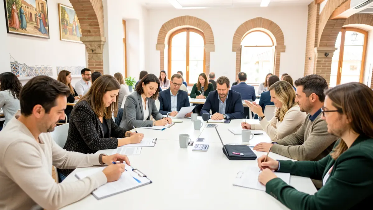 Imagen genérica de un grupo de personas participando en un curso de formación profesional en Andalucía.