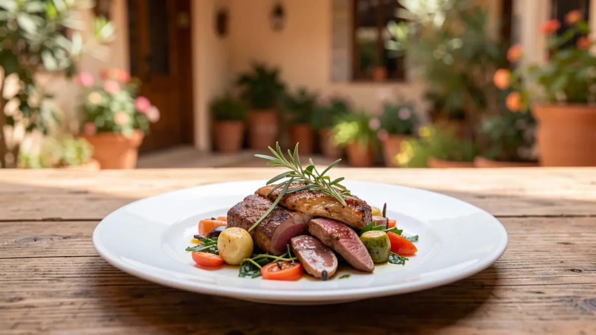 Imagen genérica de un plato de alta cocina en un entorno mediterráneo.