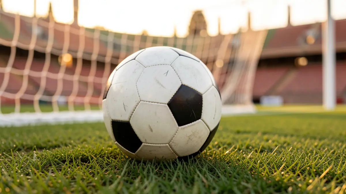 Imagen genérica de un balón de fútbol sobre césped con la red de fondo.