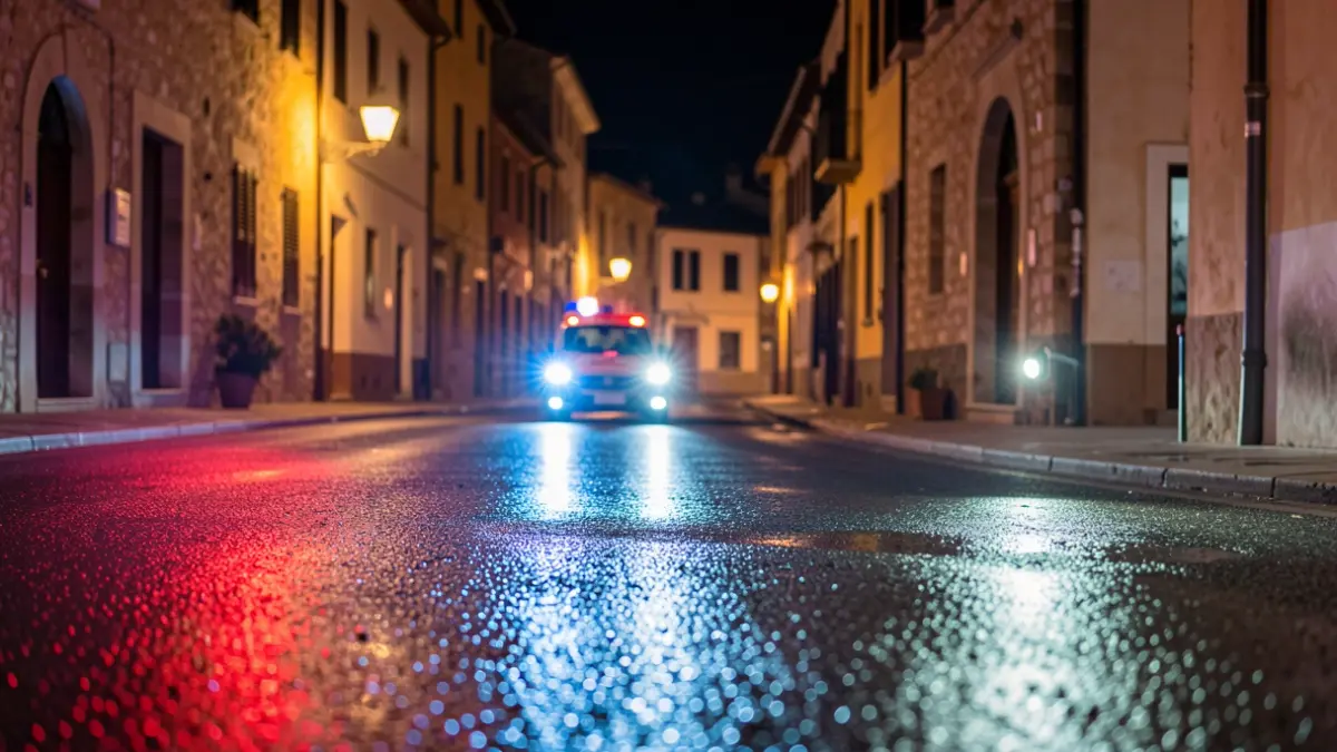 Imagen genérica de luces de emergencia en un entorno urbano nocturno.