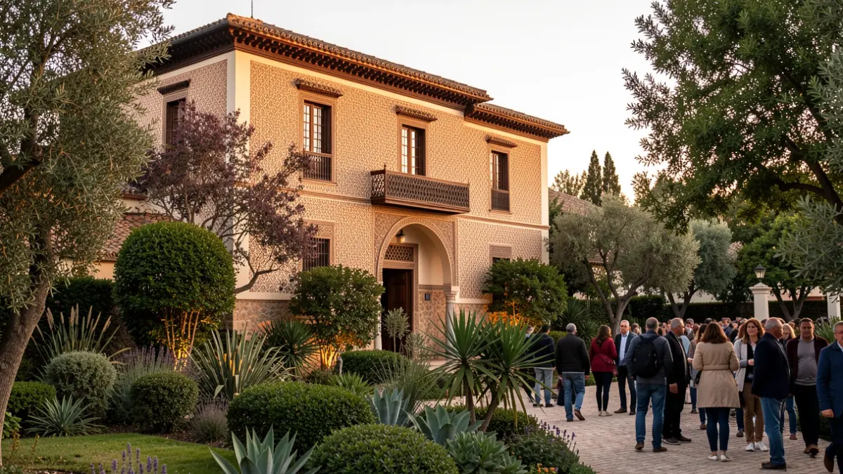 Facade of Blas Infante's House in Coria del Río with its gardens.