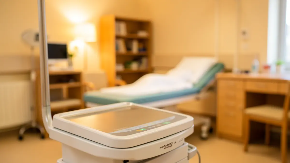 Generic image of a medical scale in a hospital consultation room.
