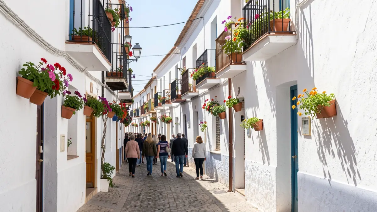 Generic image of an Andalusian street with tourist accommodations.