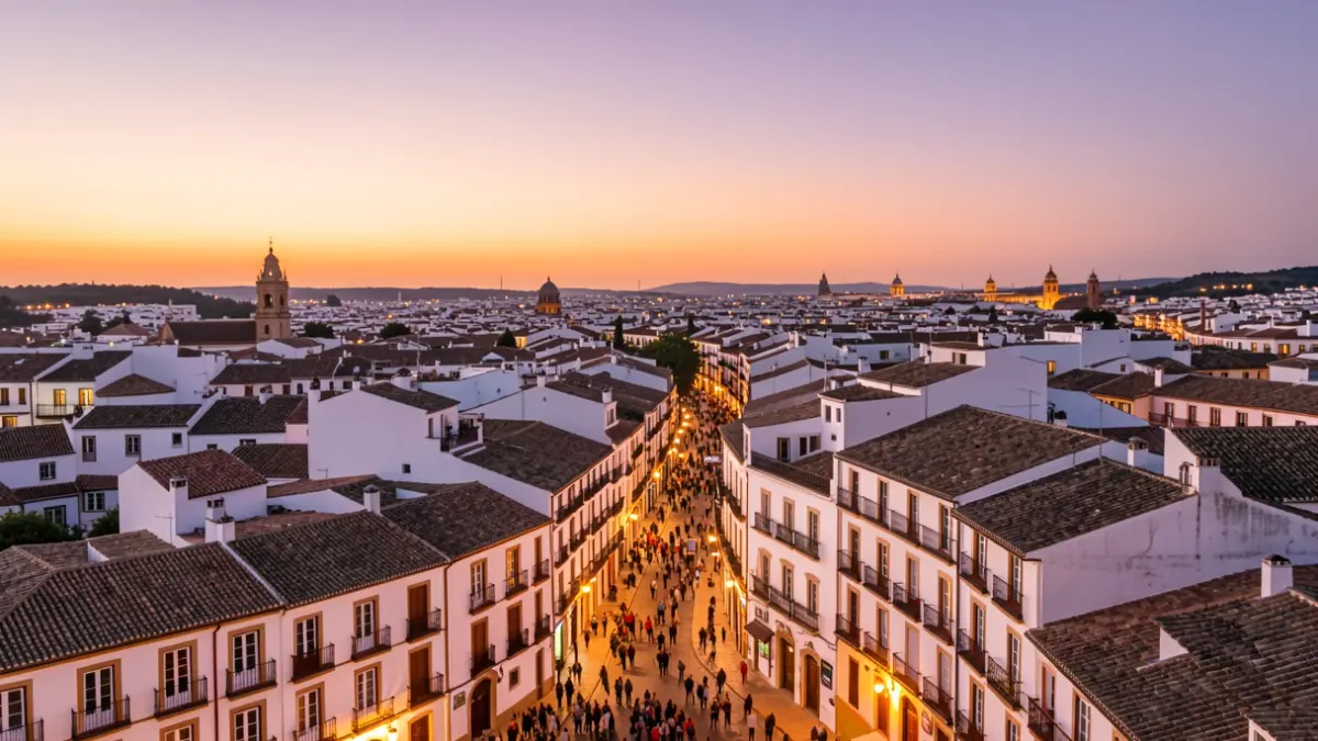 Generic image of an Andalusian urban landscape at sunset.