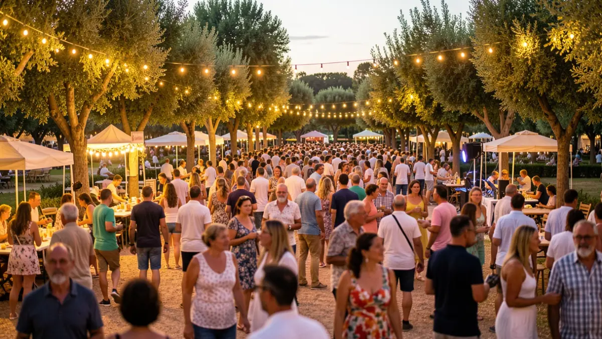 Generic image of a summer festival in an Andalusian park with attendees enjoying outdoor activities.