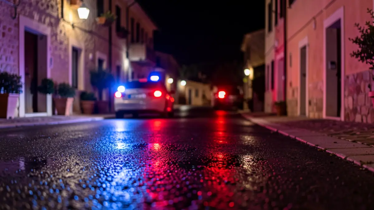 Generic image of emergency lights on a road at night.