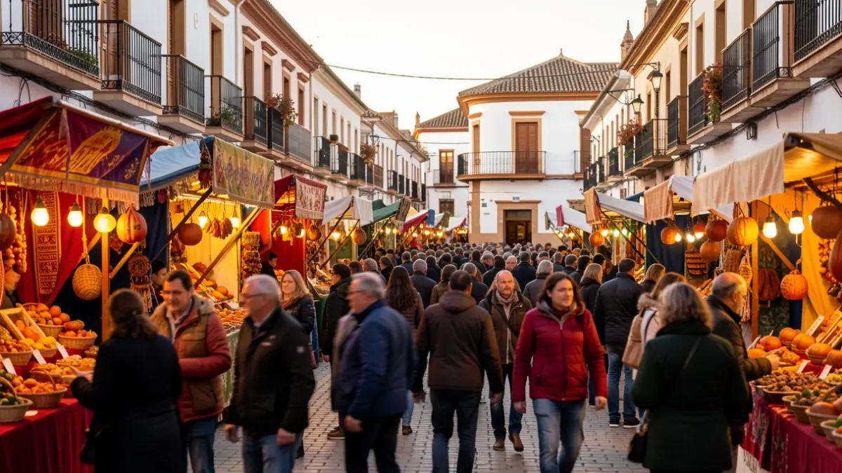 Imagen genérica de una feria tradicional andaluza con casetas y ambiente festivo.