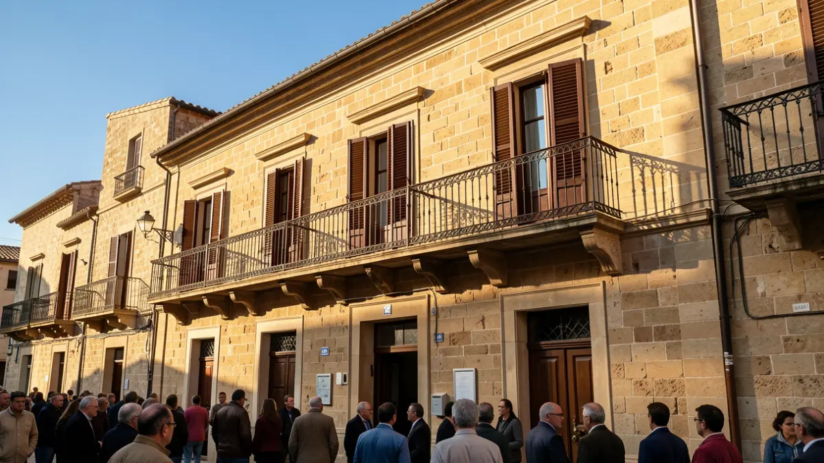 Facade of the Albolote Town Hall during a sunny afternoon.