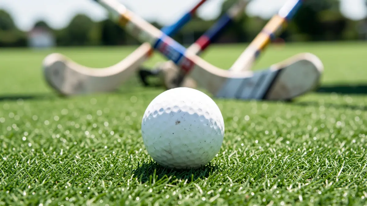 Imagen genérica de una pelota de hockey sobre hierba en un campo deportivo.