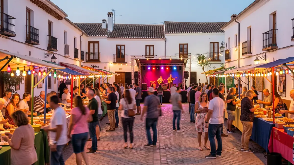 Imagen genérica de una fiesta popular en un pueblo andaluz al atardecer.