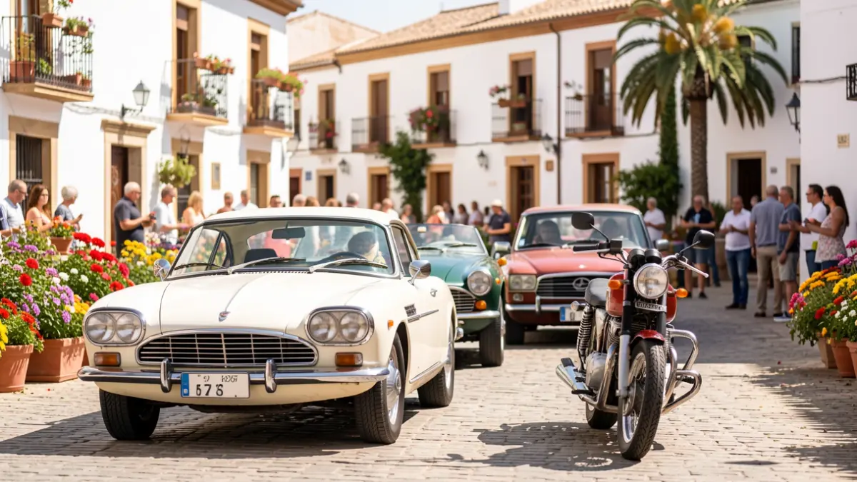 Concentración de coches y motos clásicas en Alozaina.