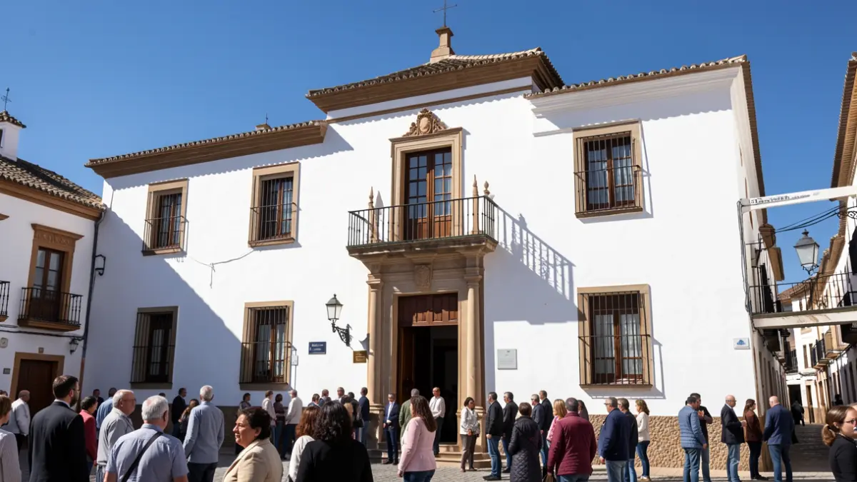 Facade of the Arjona City Hall under bright sun.
