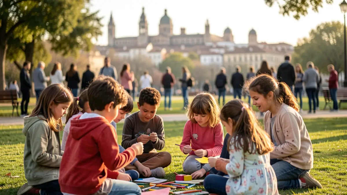 Generic image of children collaborating in outdoor activities.