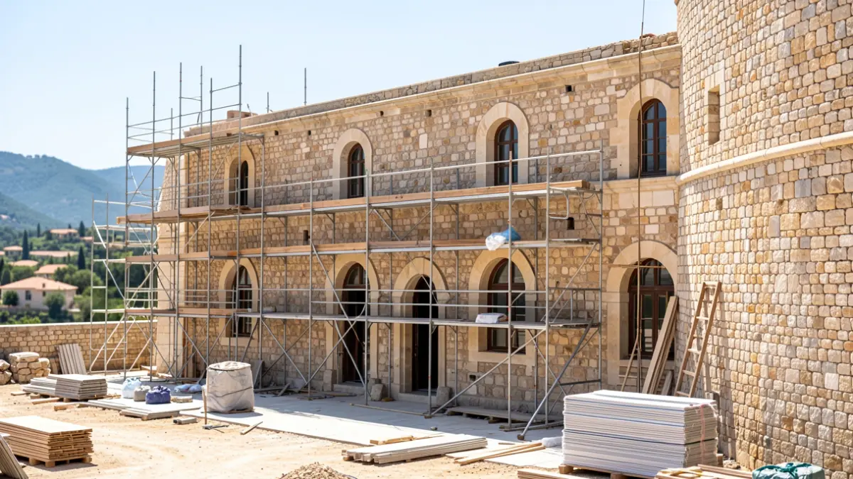 Facade of the Fuerte de Santa Bárbara in La Línea de la Concepción during its restoration and musealization works.