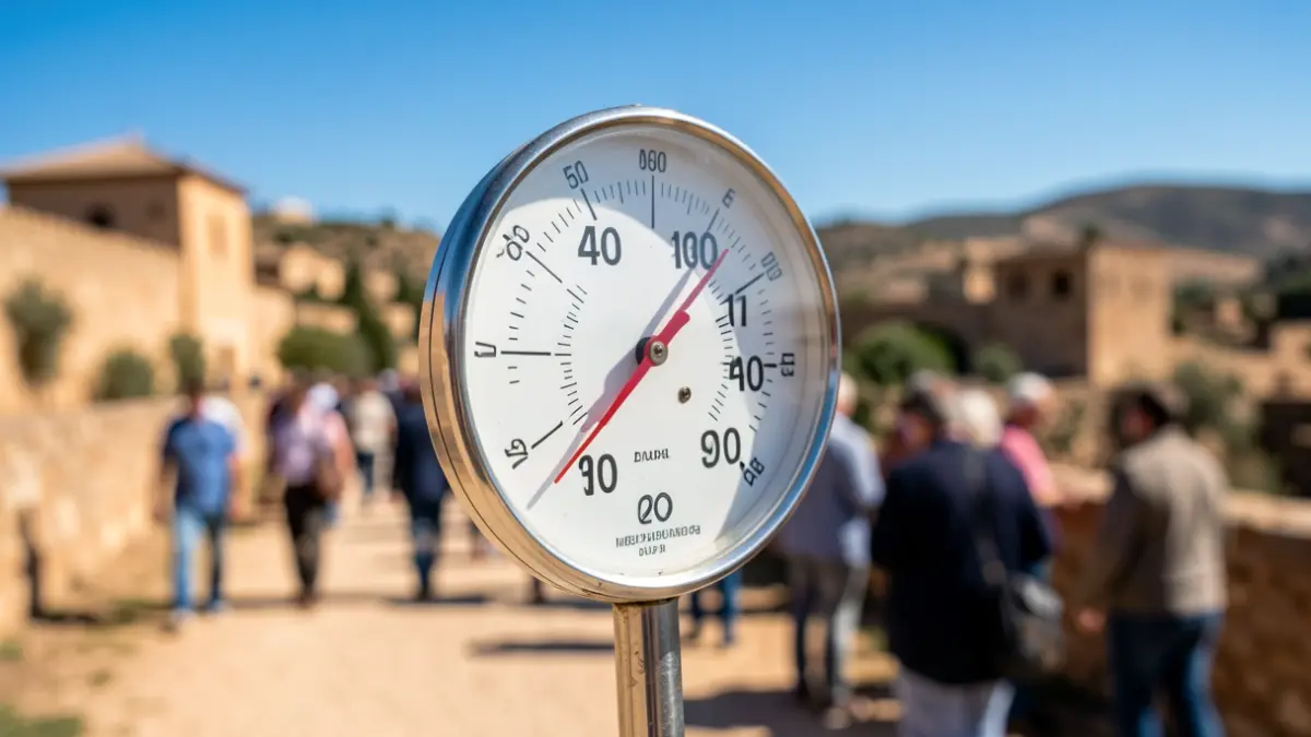 Generic image of a thermometer showing high temperatures under the Andalusian sun.