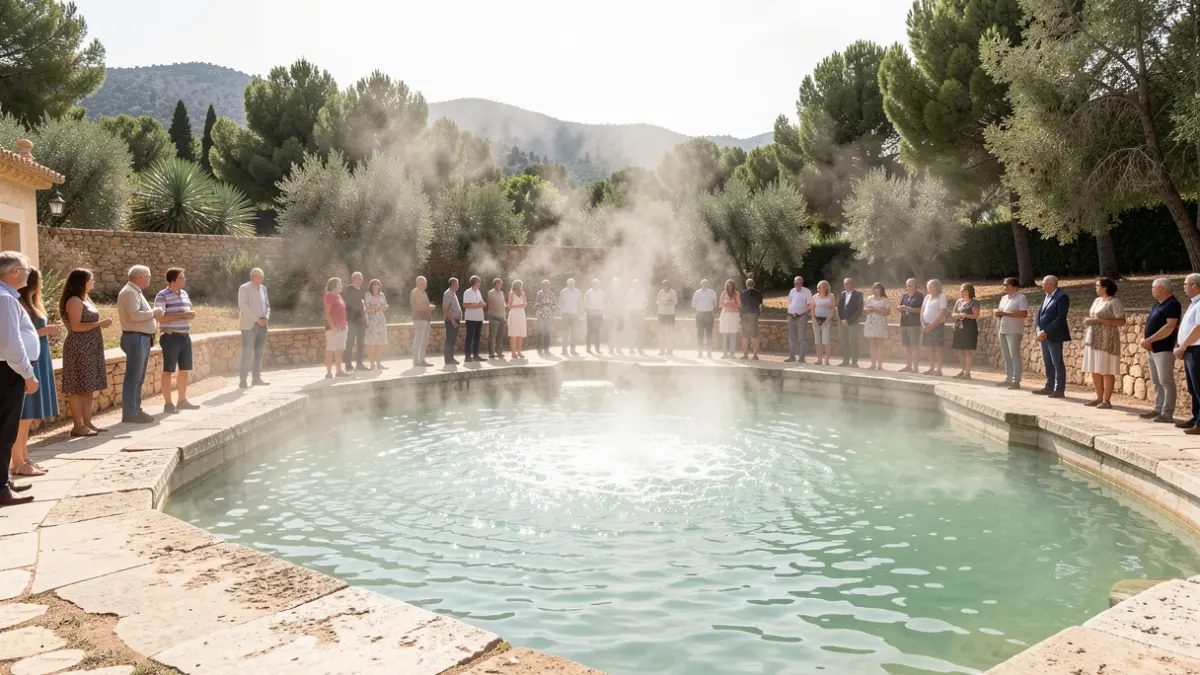 Baños romanos de la Hedionda en Casares, Andalucía, con aguas sulfurosas y entorno natural.