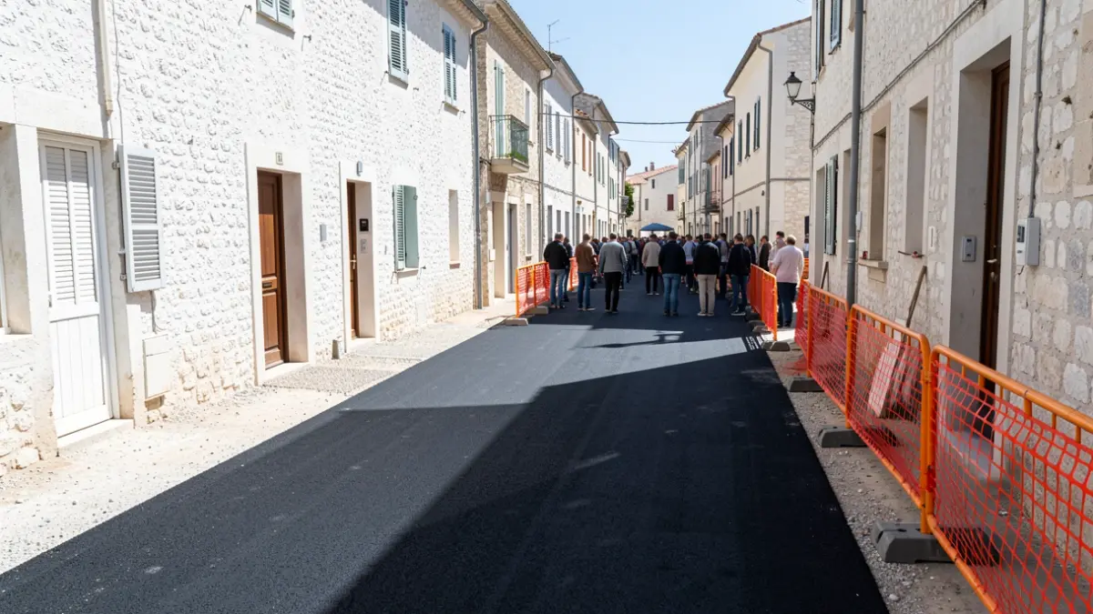 Imagen genérica de obras de asfaltado en una calle urbana.