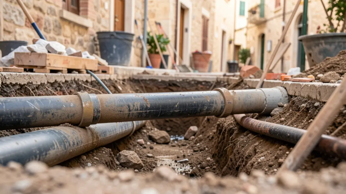 Image of underground pipe renovation works in Baza.