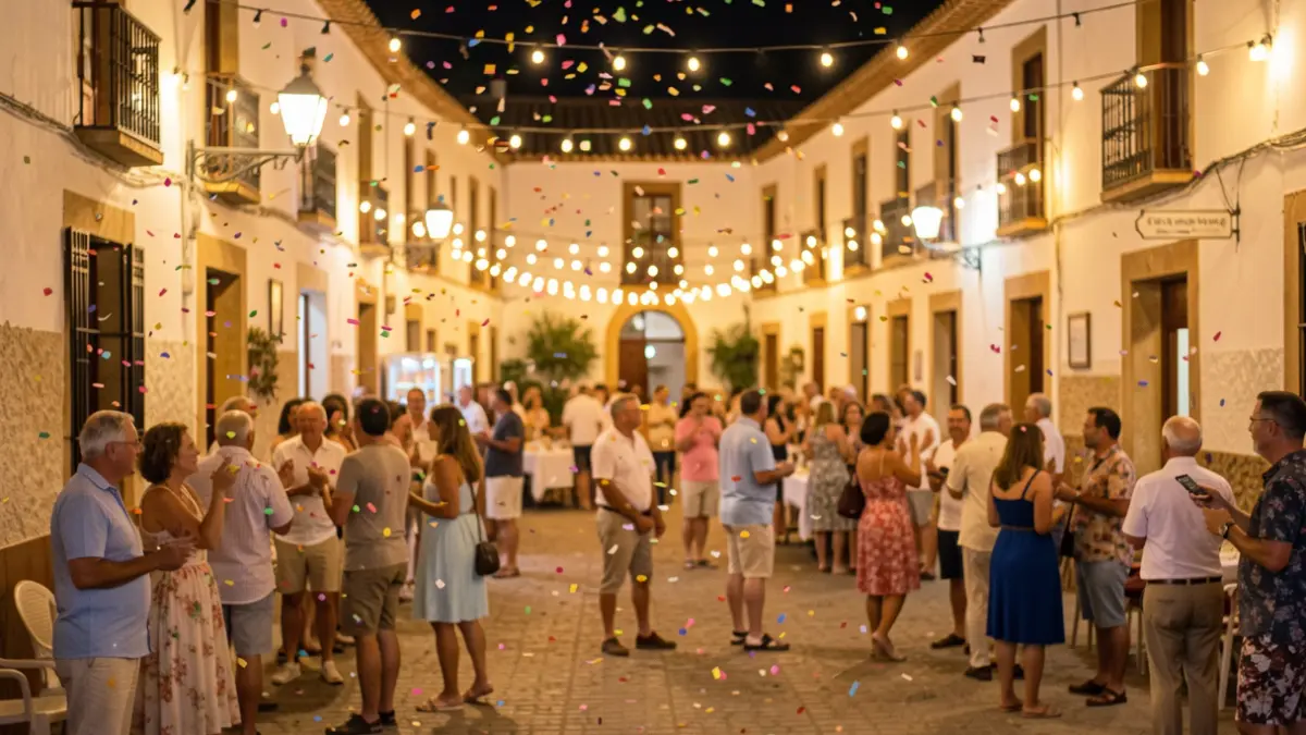 Generic image of a summer festival in an Andalusian village square.