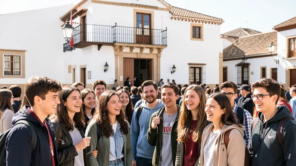 Generic image of university students being welcomed at an Andalusian town hall.
