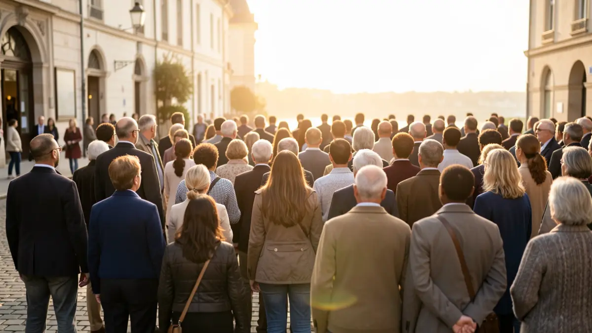 Generic image of a diverse group of people looking towards the future.