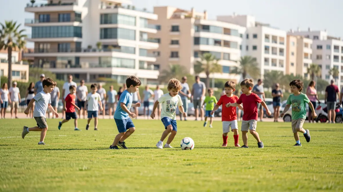 Imagen genérica de niños jugando al fútbol en un campo de verano.