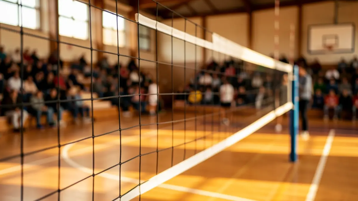 Red de voleibol en un pabellón deportivo andaluz.
