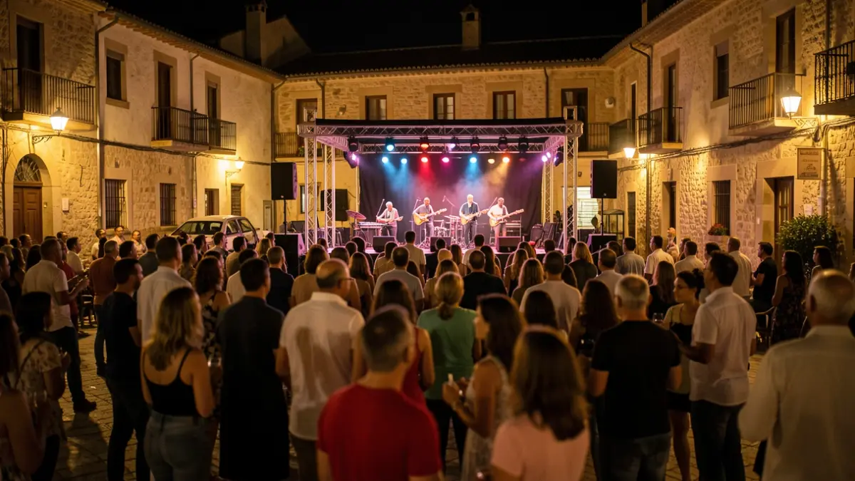 Imagen genérica de una noche de carnaval al aire libre con público y escenario.