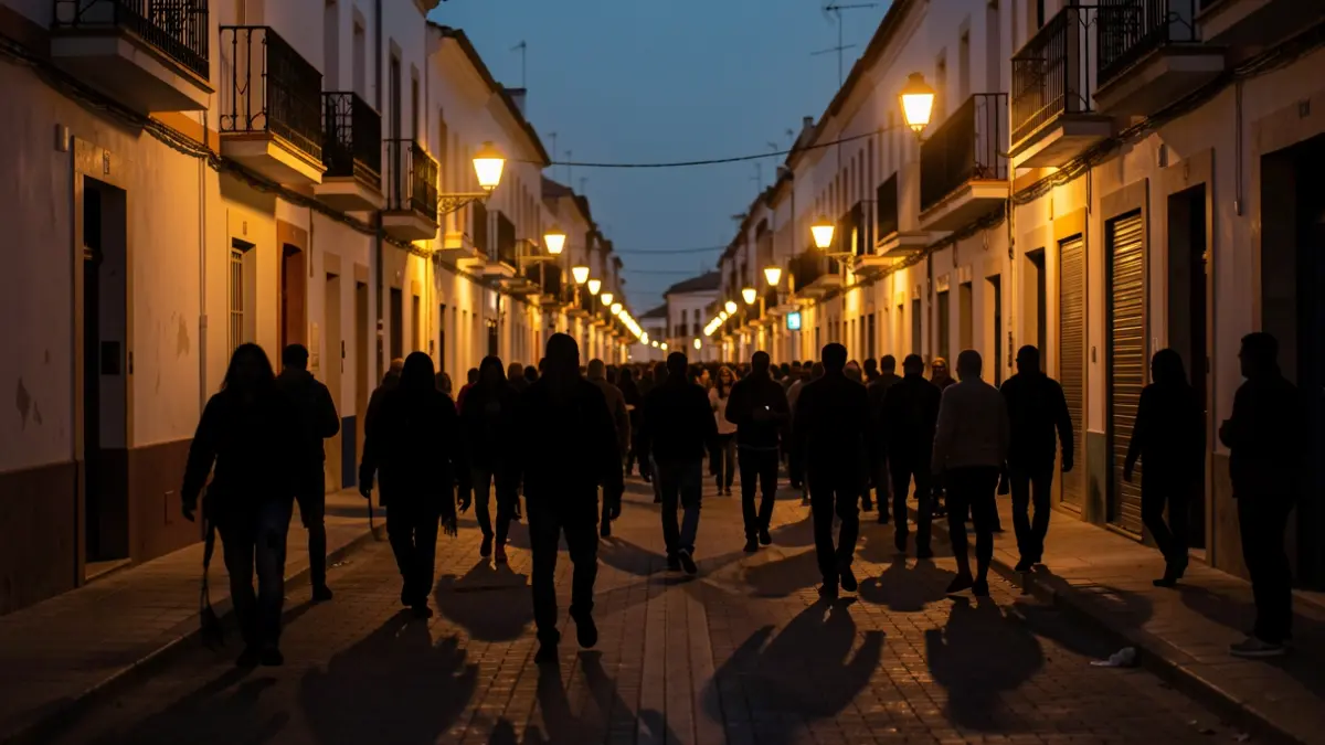 Imagen genérica de una calle en Chiclana con siluetas de personas, sugiriendo un evento temático.