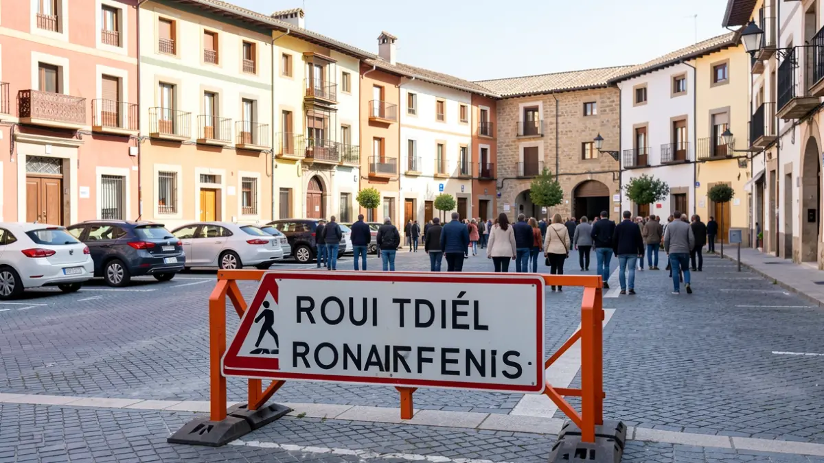 Entrada de parking cerrada por obras en Baza.