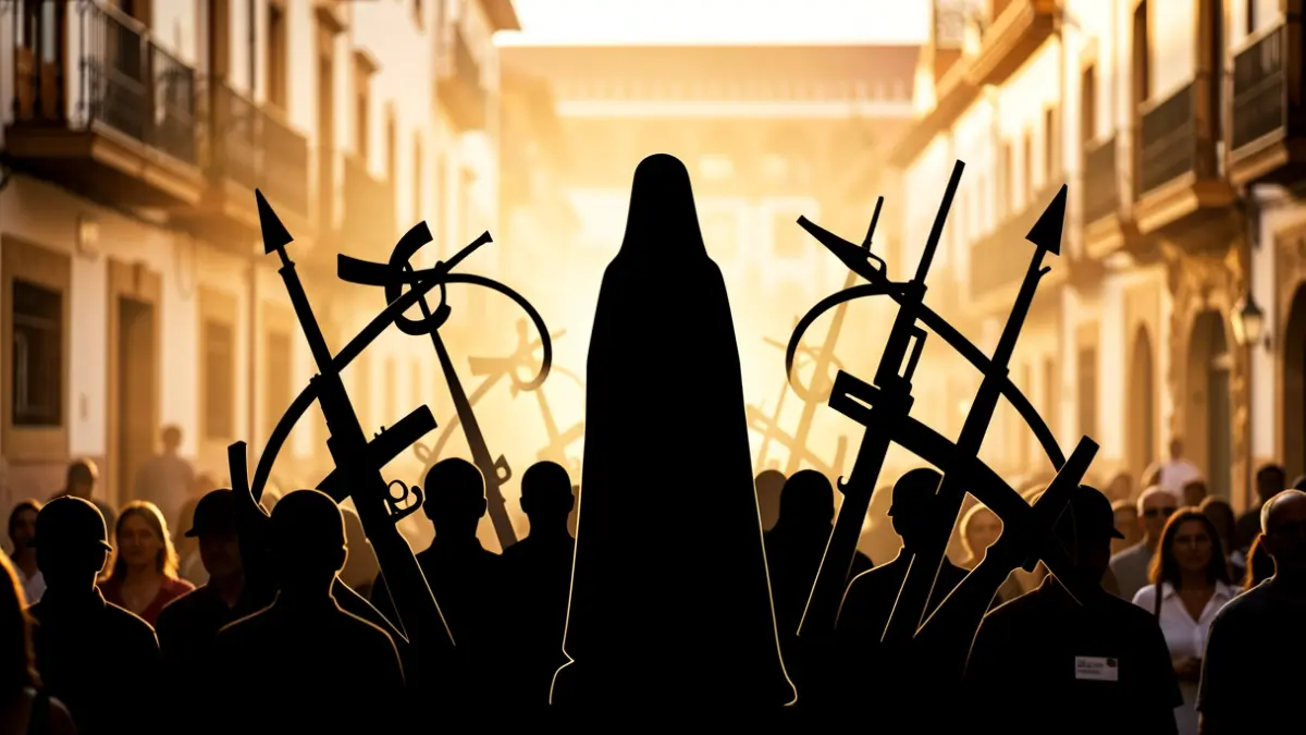 Generic image of a religious and military contest poster with symbolic elements.