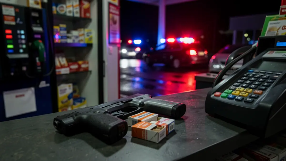 Pistola falsa de la Guardia Civil y objetos robados en una gasolinera de Málaga.