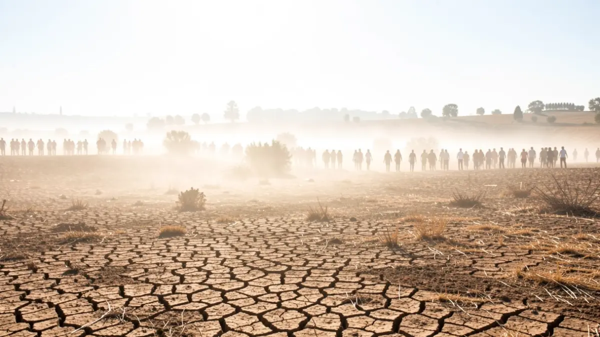 Generic image of a dry landscape under intense sun during a heatwave.