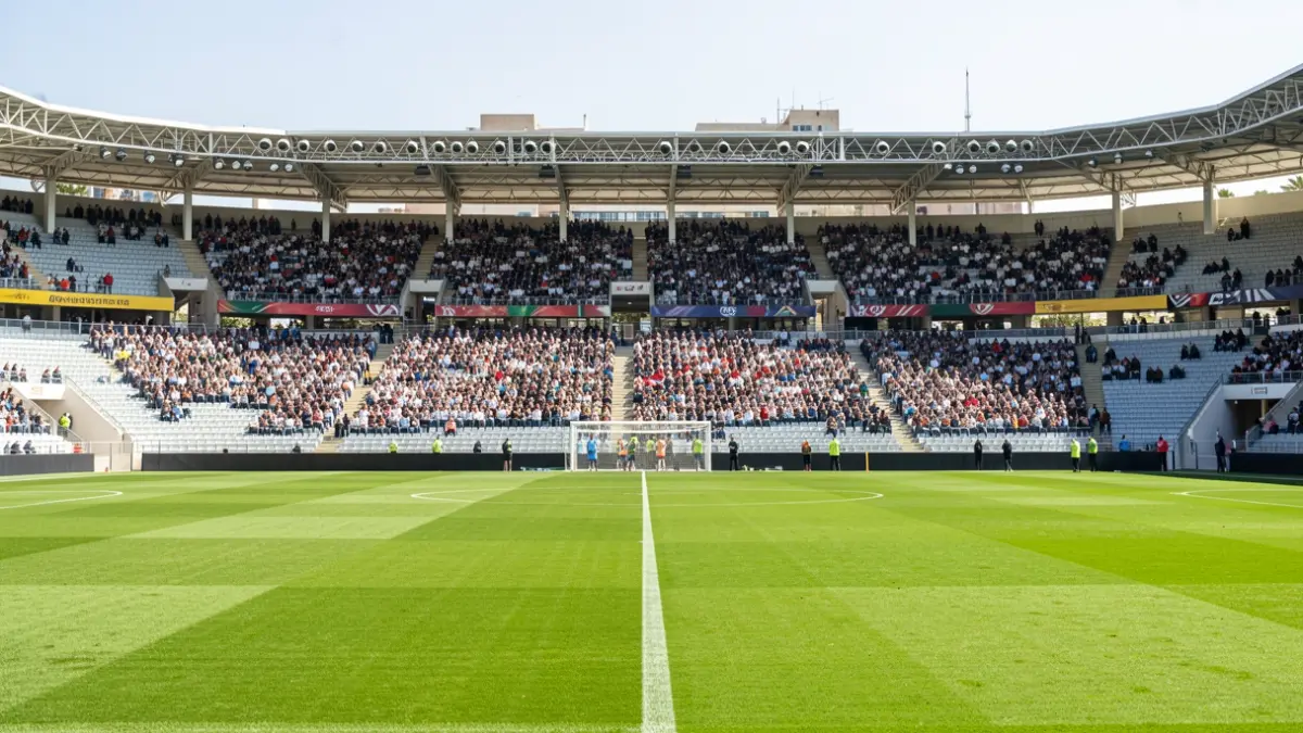 Football stadium in Marbella before a match.