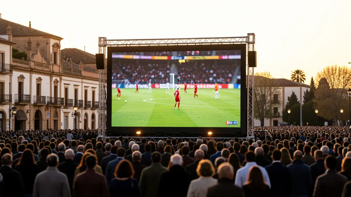 Pantalla gigante en Córdoba para seguir la final del Mundial.