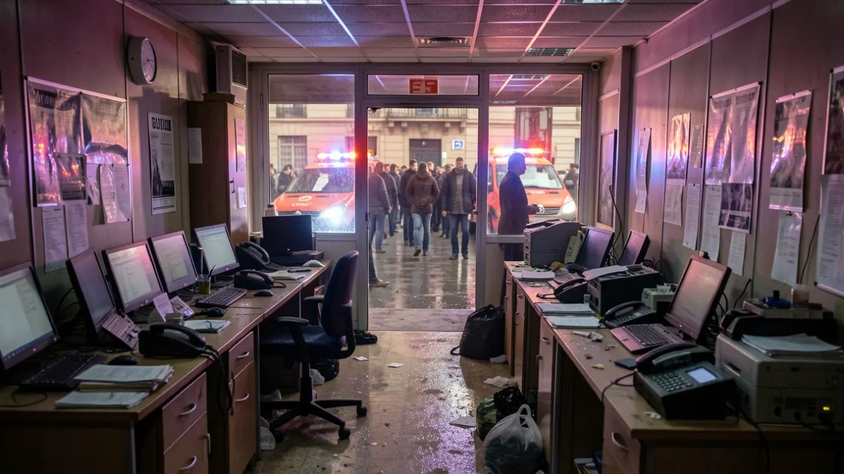 Generic image of a police control room with emergency lights and equipment.