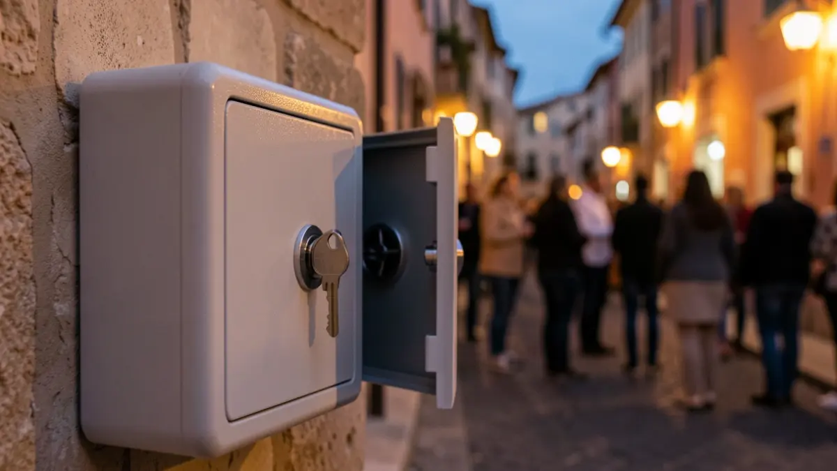Caja de seguridad genérica para apartamentos turísticos, utilizada para el intercambio de drogas.