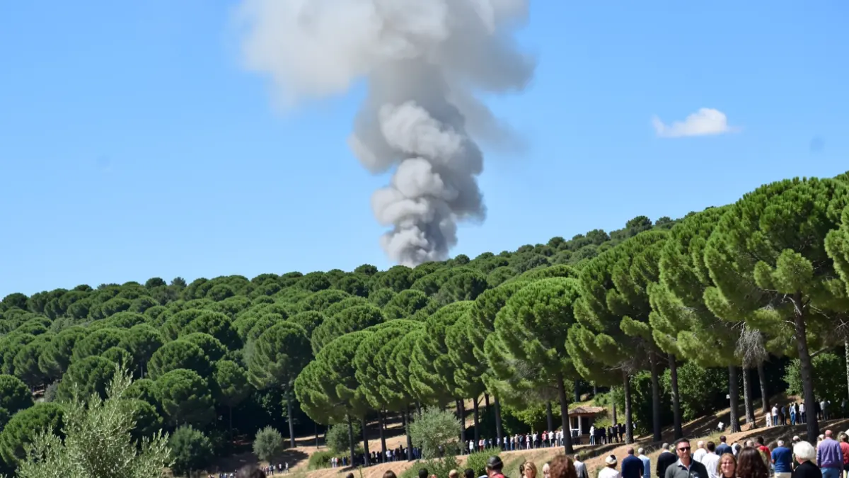 Imagen genérica de una columna de humo sobre un bosque.