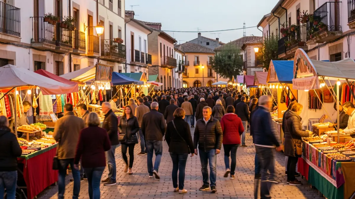 Generic image of a popular Andalusian fair at dusk with a festive atmosphere.