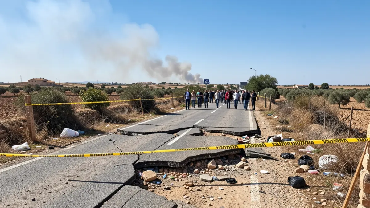 Imagen genérica de una carretera dañada tras un incendio forestal en Andalucía.