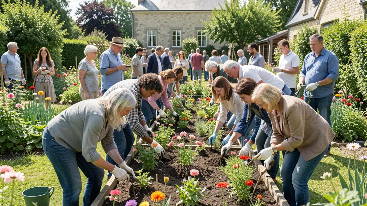 Imagen genérica de personas colaborando en tareas de jardinería.