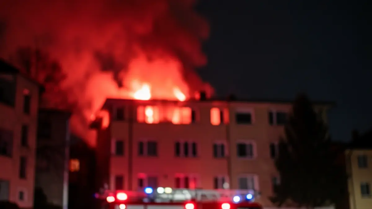 Imagen genérica de un incendio en un edificio residencial por la noche.