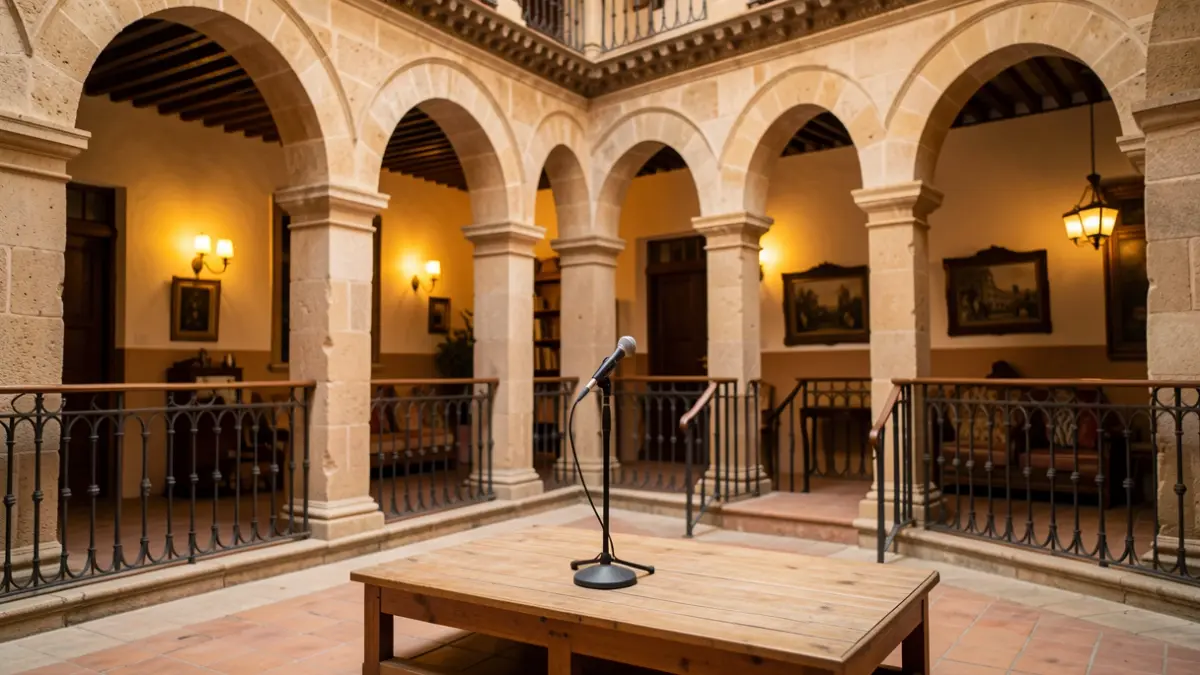 Stage in a historic palace in Ecija during a cultural event.
