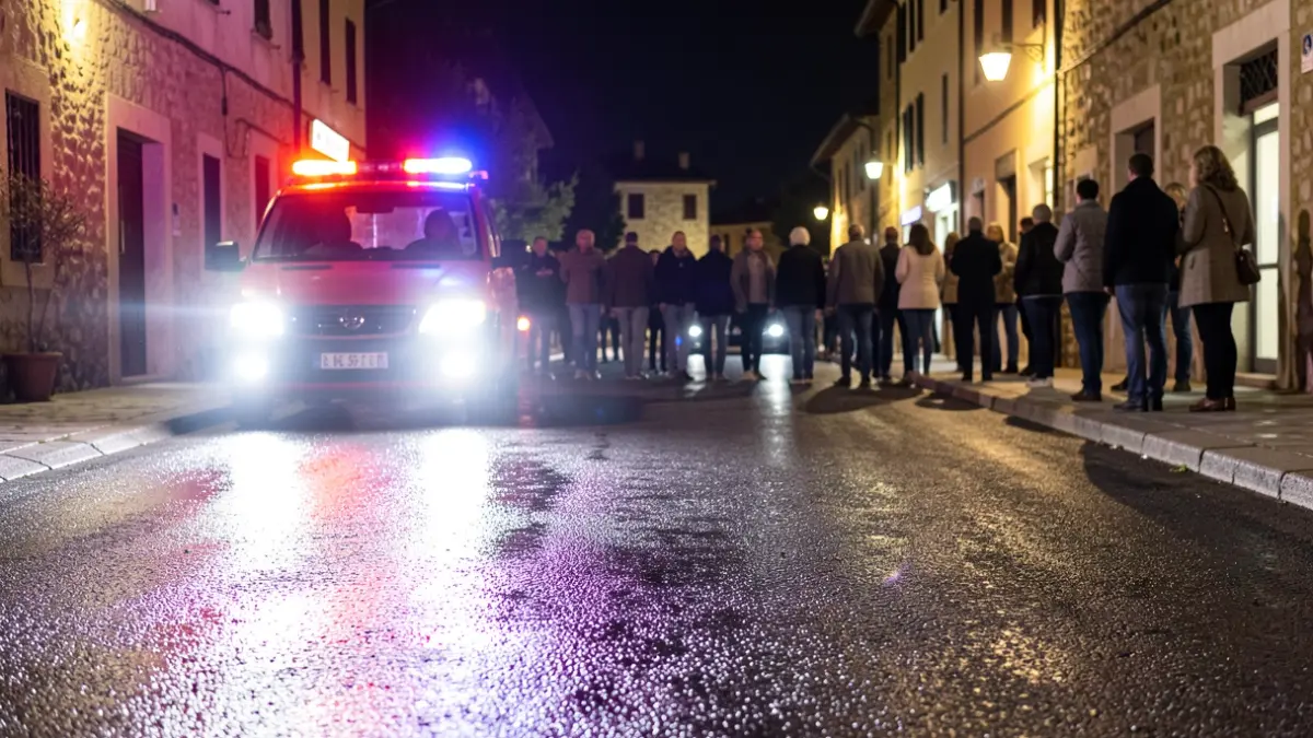 Imagen genérica de luces de emergencia en una carretera durante la noche.