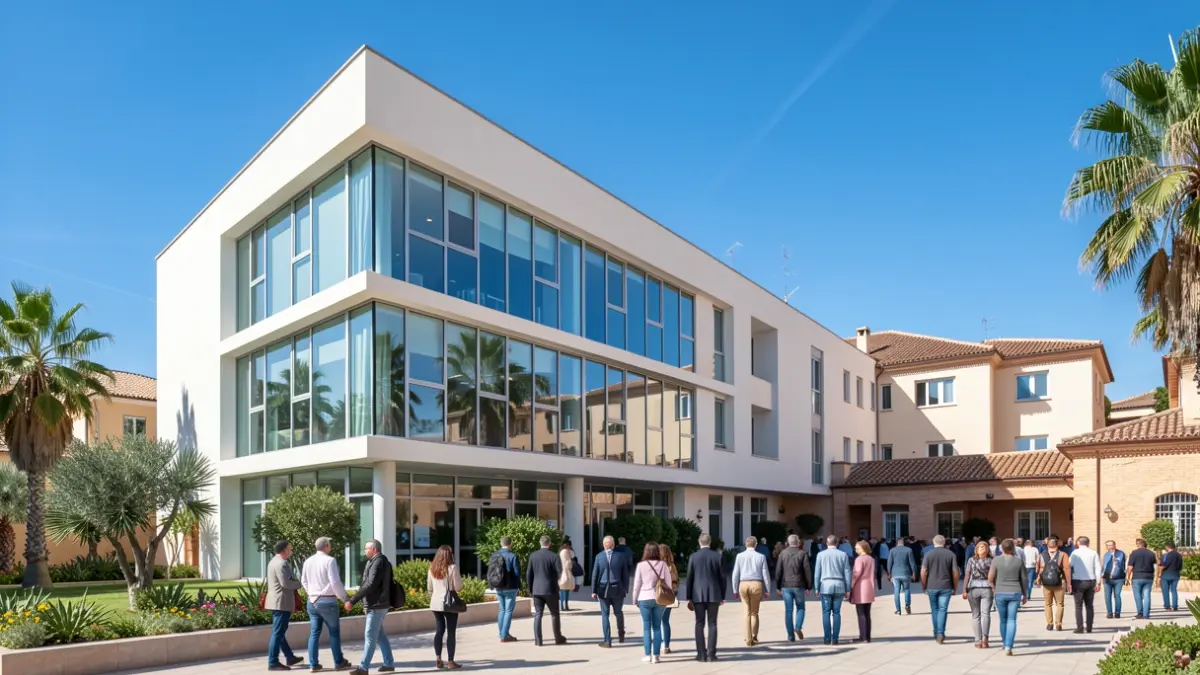 Fachada del Hospital de Montilla, un centro sanitario en Andalucía.