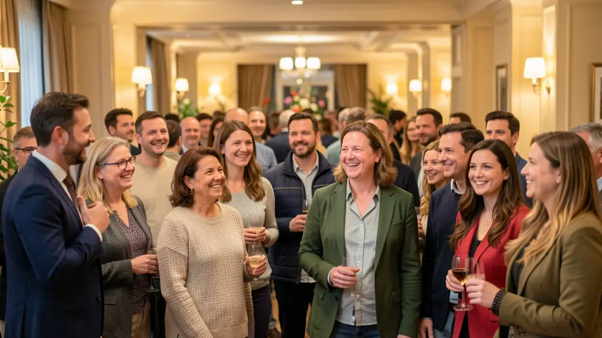 Generic image of a social event with people gathered in a hotel.