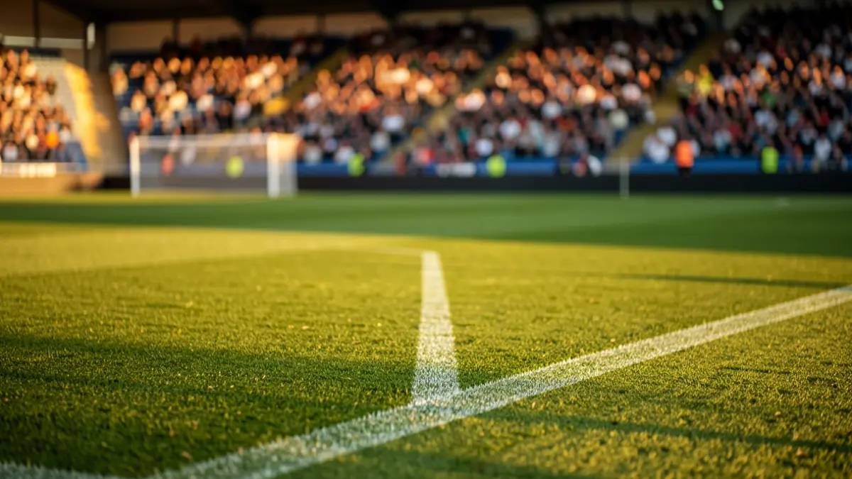 Imagen genérica de un campo de fútbol al atardecer.