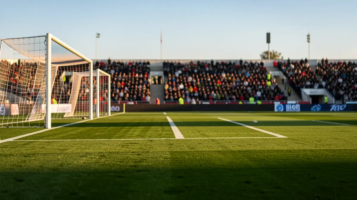Generic image of a football pitch at sunset.